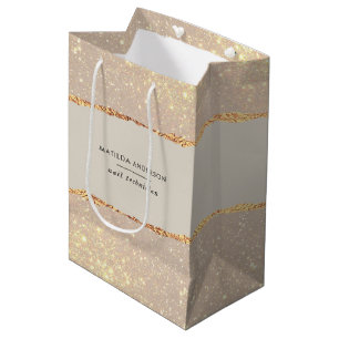 Bolsa De Regalo Mediana Rosa purpurina de oro rosa elegante presupuesto mo