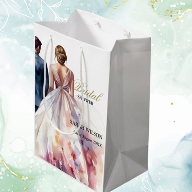 Bolsa De Regalo Mediana Rosa rústico Boho Floral Bridal Shower (perfect for heartfelt gifts. Add a charming touch to your special day!)