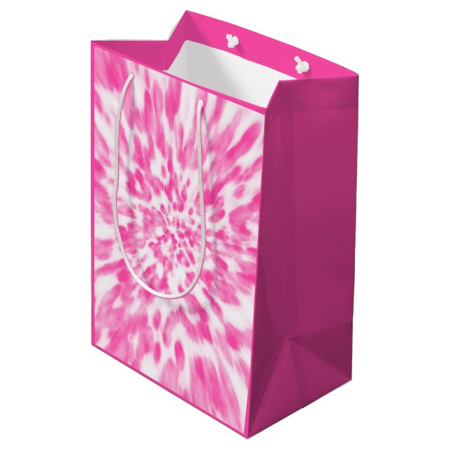Bolsa De Regalo Mediana rosa y blanco tintado (Angulo reverso)