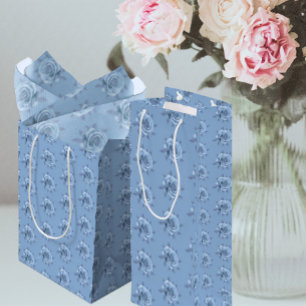 Bolsa De Regalo Mediana Rosas azules brumosas vintage para toda ocasión
