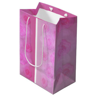 Bolsa De Regalo Mediana Rosas de acuarela romántica PINK