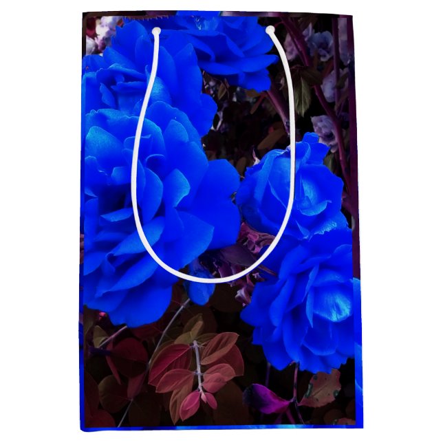 Bolsa De Regalo Mediana Rosas de azul eléctrico (Anverso)