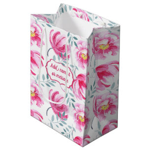 Bolsa De Regalo Mediana Rosas de inglés rosado bebé
