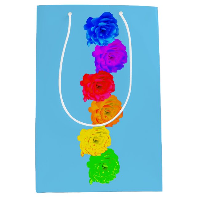 Bolsa De Regalo Mediana Rosas del arcoiris (Anverso)