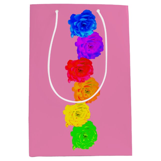Bolsa De Regalo Mediana Rosas del arcoiris (Anverso)