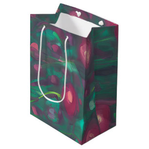 Bolsa De Regalo Mediana Rosas rojas abstractas silenciadas