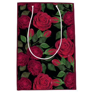 Bolsa De Regalo Mediana Rosas rojas en negro.