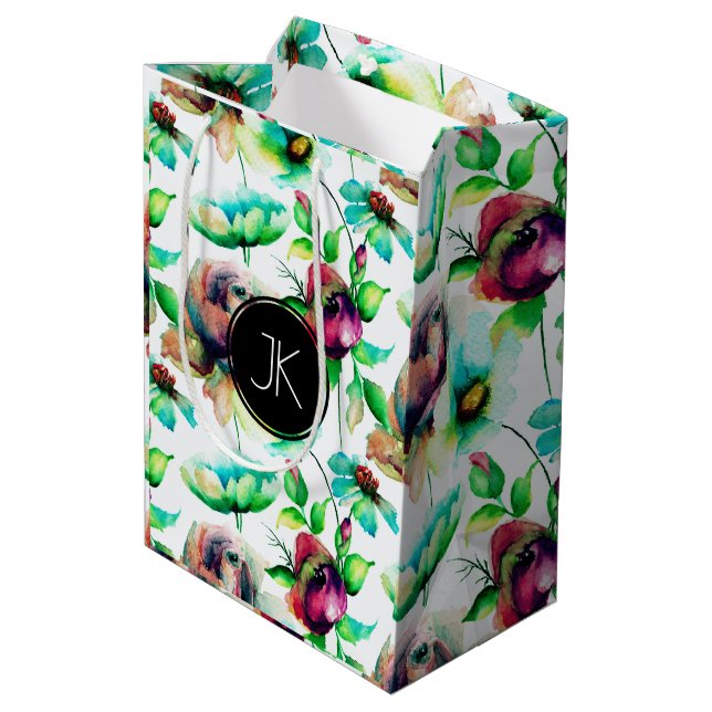 Bolsa De Regalo Mediana Rosas Rojas Sobre La Textura De Madera Rubia (Angulo reverso)