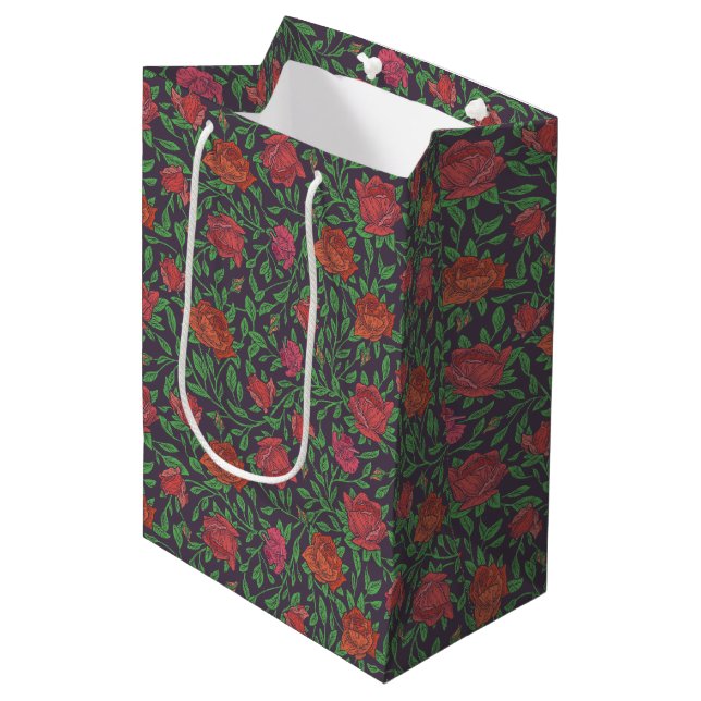 Bolsa De Regalo Mediana Rosas rojas y fucsias perfectas al estilo gótico v (Angulo Anverso)
