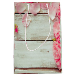 Bolsa De Regalo Mediana rosas rosas rosas rosas rosas de la pared blanca v