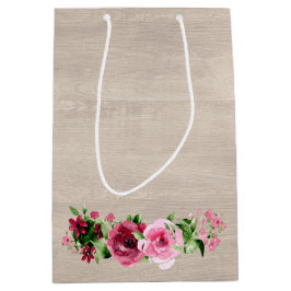 Bolsa De Regalo Mediana Rosas Vintage Desgastadas Boda de Madera Rústica