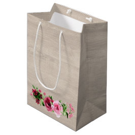 Bolsa De Regalo Mediana Rosas Vintage Desgastadas Boda de Madera Rústica