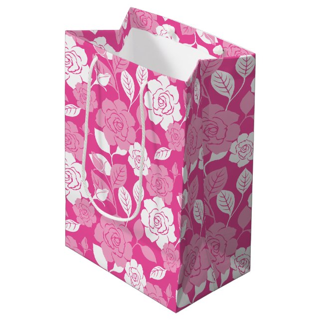 BOLSA DE REGALO MEDIANA ROSE PATTERN (PINK) (Angulo Anverso)