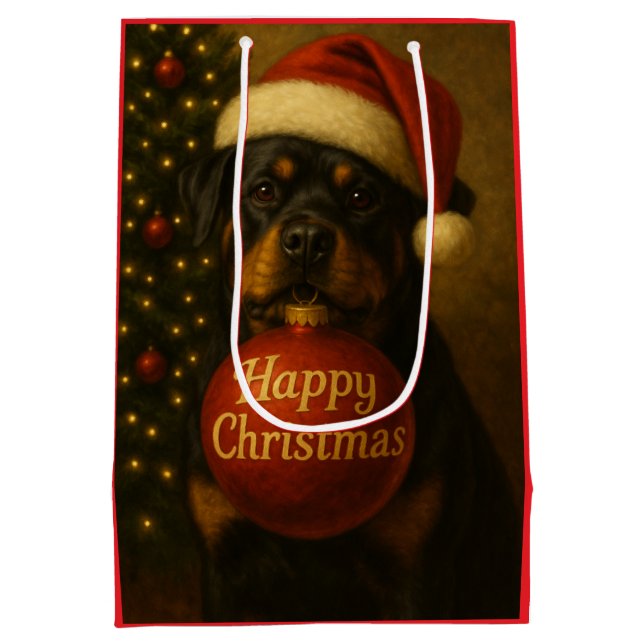 Bolsa De Regalo Mediana Rottweiler Christmas gift bag  (Reverso)