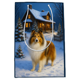 Bolsa De Regalo Mediana Rough Collie Holiday 
