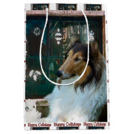 Bolsa De Regalo Mediana Rough Collie Navidades