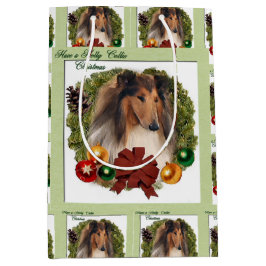 Bolsa De Regalo Mediana Rough Collie Navidades