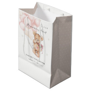 Bolsa De Regalo Mediana Rubor Bearly Wait Bear Balloon Baby Shower