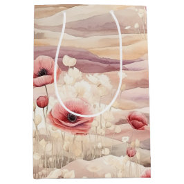 Bolsa De Regalo Mediana Rubor Cremoso Borgoña Floral Despedida de Soltera