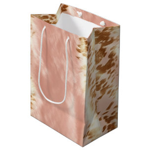 Bolsa De Regalo Mediana Rubor Pink Cow Animal Print