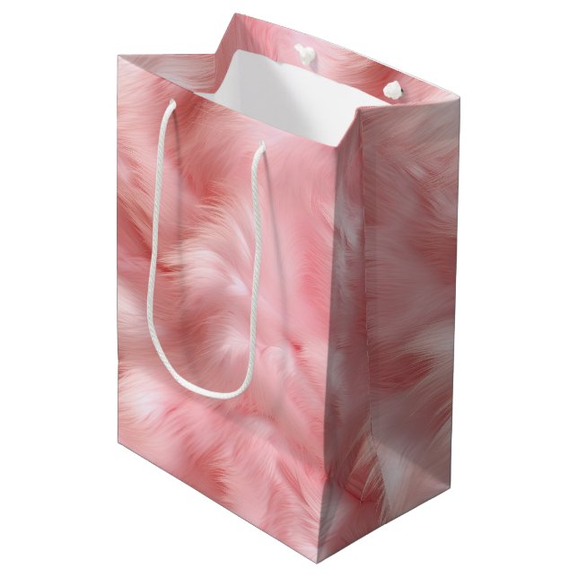 Bolsa De Regalo Mediana Rubor Pink Faux Fur (Angulo Anverso)