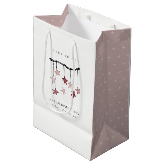 Bolsa De Regalo Mediana Rubor Pink Star Mobile Baby Shower (Angulo Anverso)