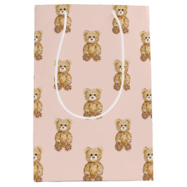 Bolsa De Regalo Mediana Rubor Pink Teddy Bear Chica Baby Shower