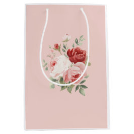 Bolsa De Regalo Mediana Rubor Rosas Florales Rosa Blanco Rojo Llantén de B