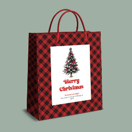 Bolsa De Regalo Mediana Rustic buffalo plaid Christmas bag personalized