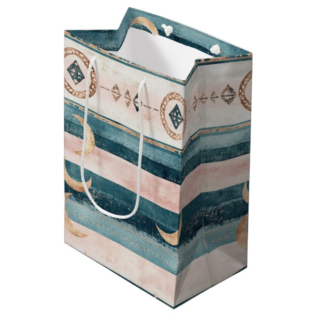 Bolsa De Regalo Mediana Rustic Celestial Stripe Moon Sun Earthy (10) (Angulo Anverso)