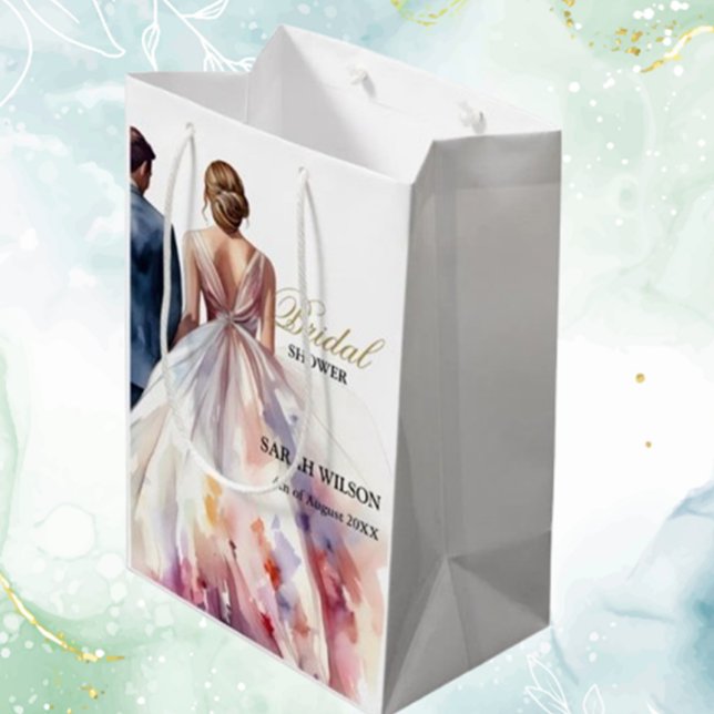 Bolsa De Regalo Mediana Rustic Classic Boho Floral Bridal Shower (Celebrate her special day with a rustic classic boho floral bridal shower gift bag )