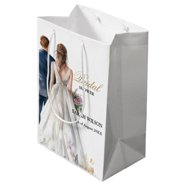 Bolsa De Regalo Mediana Rustic Classic Boho Floral Bridal Shower (Angulo reverso)