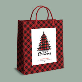 Bolsa De Regalo Mediana Rustic red black tartan Christmas gift bag custom