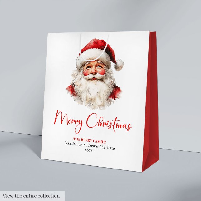 Bolsa De Regalo Mediana Rustic Santa Claus Traditional Red Green Gift Bag (Rustic Santa Claus Traditional Red Green Gift Bag)