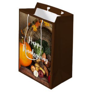 Bolsa De Regalo Mediana Rústica mesa de Acción de Gracias abundante cosech