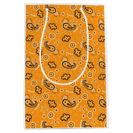Bolsa De Regalo Mediana Rústica moderna Bandana Naranja Pattern Fun