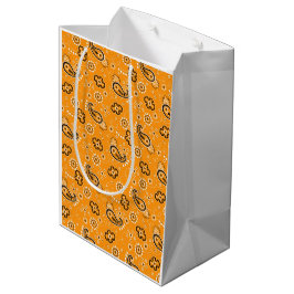 Bolsa De Regalo Mediana Rústica moderna Bandana Naranja Pattern Fun