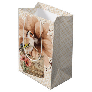 Bolsa De Regalo Mediana Rústico Blossom Bird Nook