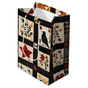 Bolsa De Regalo Mediana Rústico Patrón de caída   Patchwork de agricultore