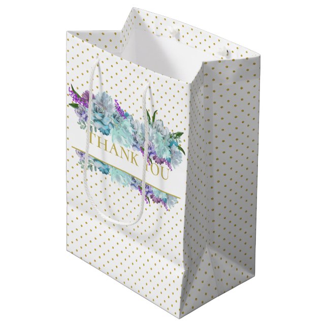 Bolsa De Regalo Mediana Rústico Verde azulado Blue Bouquet Bridal Shower F (Angulo Anverso)