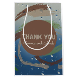 Bolsa De Regalo Mediana Rústico Verde, Marrón y Beige Pincel Gracias