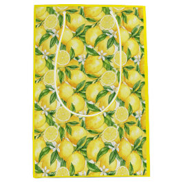 Bolsa De Regalo Mediana Sabor Mediterráneo: Acuarela de Limón y Flor