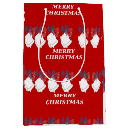 Bolsa De Regalo Mediana Sac Cadeau Moyen "Merry Christmas" – Rouge Blanc
