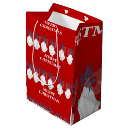 Bolsa De Regalo Mediana Sac Cadeau Moyen "Merry Christmas" – Rouge Blanc
