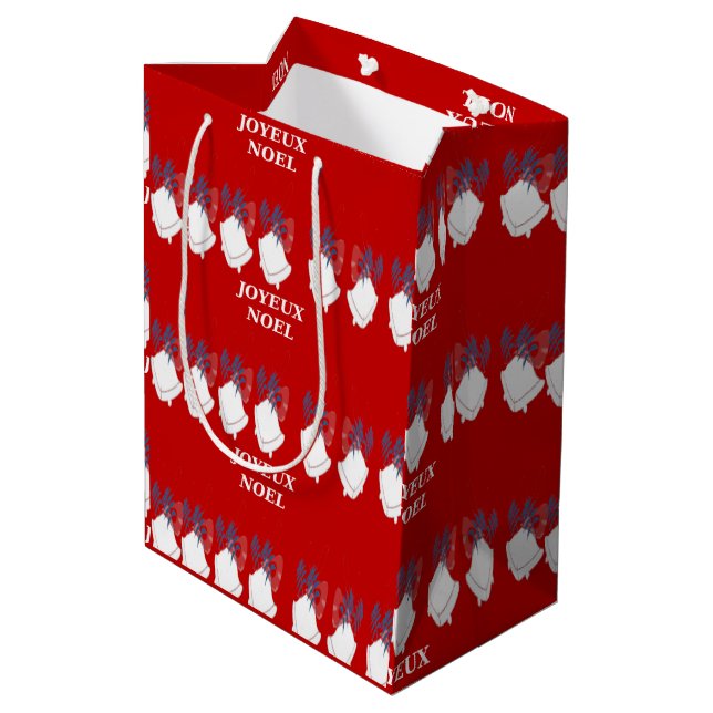 Bolsa De Regalo Mediana Sac Cadeau Rouge Joyeux Noël Cloches  (Angulo reverso)