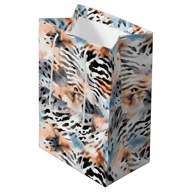 Bolsa De Regalo Mediana Safari de vida silvestre anima dibujos animados (Angulo Anverso)