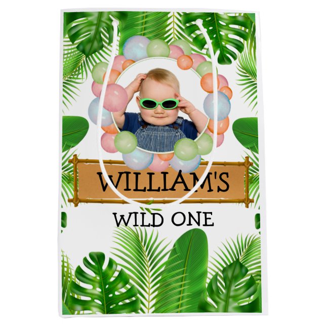 Bolsa De Regalo Mediana Safari JUNGLE Wild One Birday FOTO (Anverso)