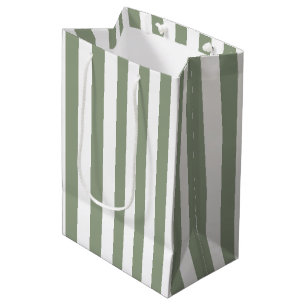Bolsa De Regalo Mediana Sage Green and White Stripe