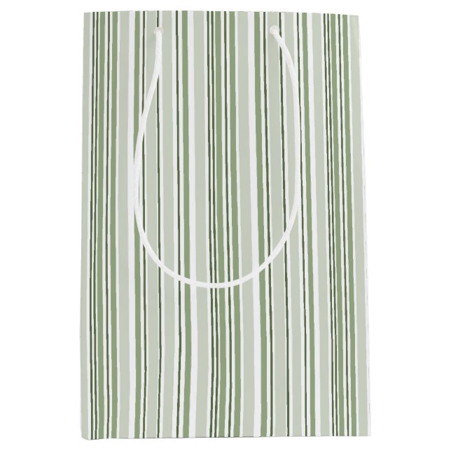 Bolsa De Regalo Mediana Sage Green (Light, Medium, Dark) and White Stripes (Anverso)