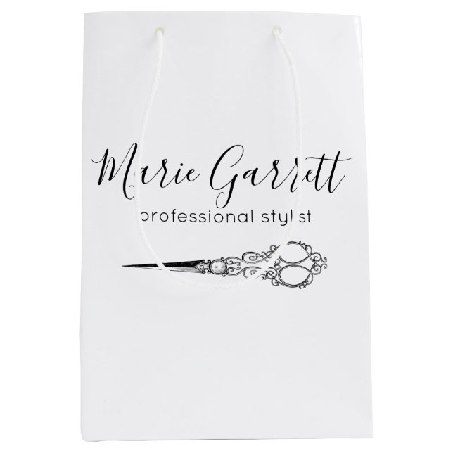 Bolsa De Regalo Mediana Salón de tijeras de época (Anverso)